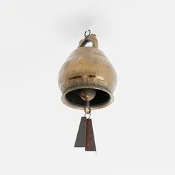 Detailed 3D rendering of a vintage Tibetan wind bell suitable for Blender animation and modeling projects.