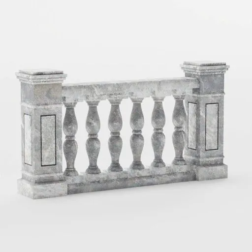 3D render of a classical stone balcony section, ideal for architectural visualization in Blender.