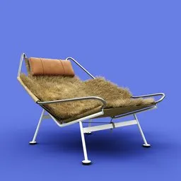 Detailed 3D Blender model of a modern Flag Halyard Chair with metal frame and plush wool seat.