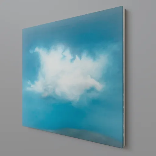 Realistic 3D model of a cumulus cloud oil canvas, suitable for Blender rendering and art simulation.