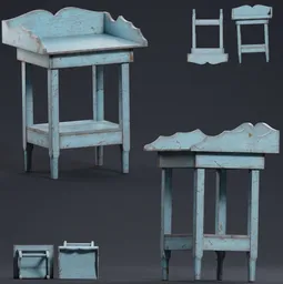 Distressed Blue Wooden Washstand