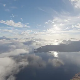 Aerial 360 over Clouds and Mountains