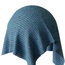 High-resolution blue wool knit PBR texture for 3D rendering in Blender.