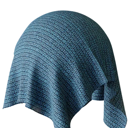 High-resolution blue wool knit PBR texture for 3D rendering in Blender.
