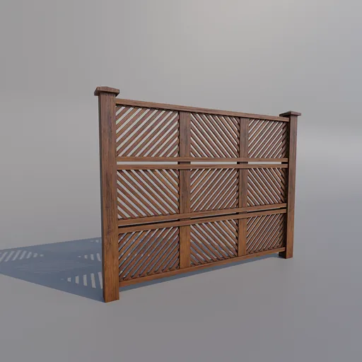 Realistic 3D wooden fence model, perfect for Blender rendering, modular design, detailed textures.
