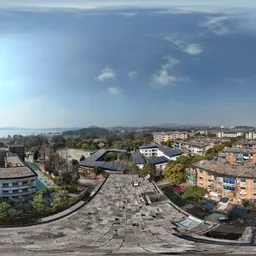 Old building rooftop clouds