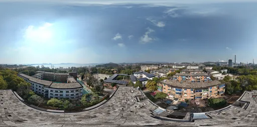 Old building rooftop clouds