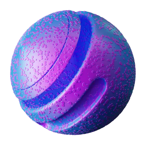 Highly detailed procedural alien skin texture with color, roughness, displacement adjustments for PBR rendering in Blender 3D.