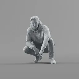 Lowpoly Male Squatting