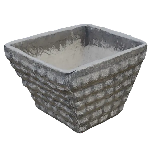 Realistic square textured garden pot 3D model with accurate quad topology for Blender rendering.
