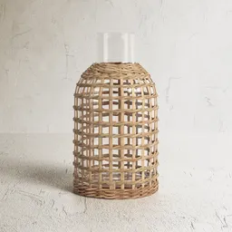 Woven Rattan Glass Vase