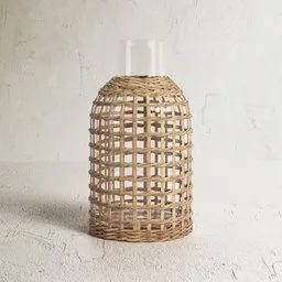 Woven Rattan Glass Vase