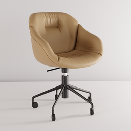 High-quality 3D render of a modern beige office chair, compatible with Blender, isolated on a white surface.