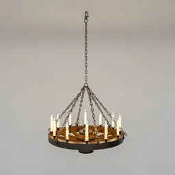 Chandelier Rustic  wheel 12 candles