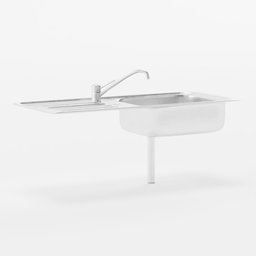 Kitchen sink with cut-out boolean and faucet, stainless steel