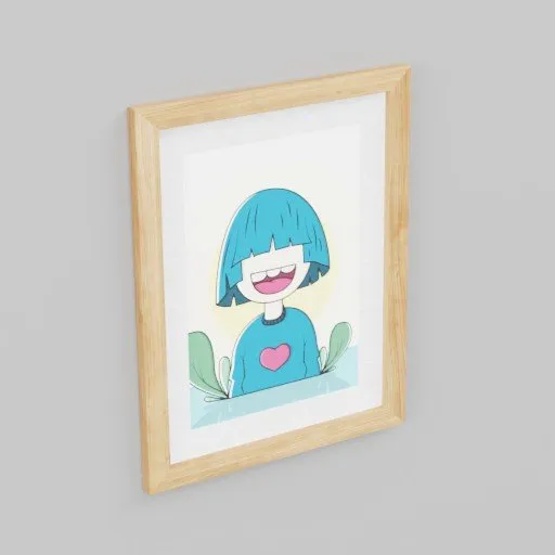 High-quality A4 size double-layered wooden picture frame 3D model, ideal for Blender rendering projects.