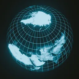Earth globe glowing hologram
