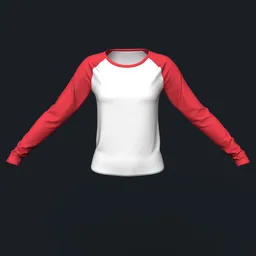 White and Red Long Sleeve Raglan Shirt