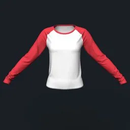 White and Red Long Sleeve Raglan Shirt