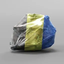 3D model of a multi-colored trash bag, compatible with Blender Cycles and EEVEE, showcasing intricate textures.