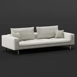 Detailed white 3D model of Zanotta Bruce couch with plush cushions for Blender rendering.