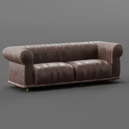 Old ruined leather sofa