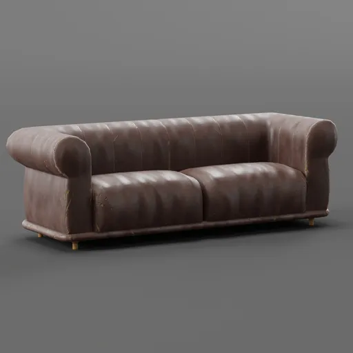 Old ruined leather sofa