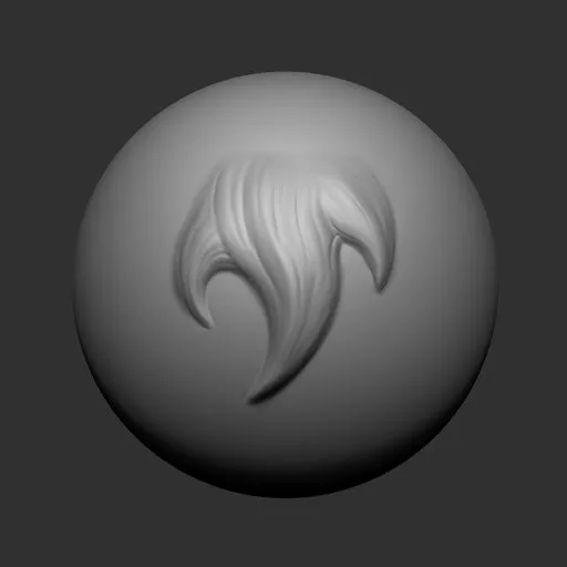 Detailed triple strand fur imprint from 3D sculpting brush for realistic animal and creature modeling in Blender.