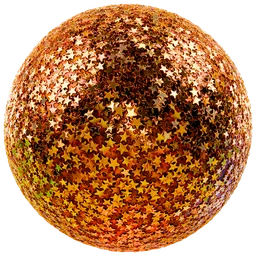 High-resolution gold glitter stars texture for festive 3D materials in Blender and PBR applications, adding holiday magic to designs.