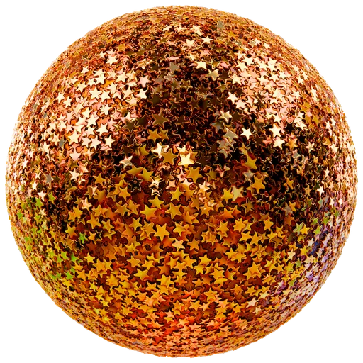High-resolution gold glitter stars texture for festive 3D materials in Blender and PBR applications, adding holiday magic to designs.