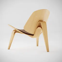 Detailed 3D model of a modern wooden lounge chair with sleek design, compatible with Blender.