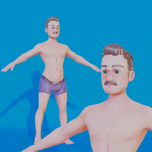 Stylized Cartoon Middle-Aged Man – Rigged Base Mesh (Rigify)