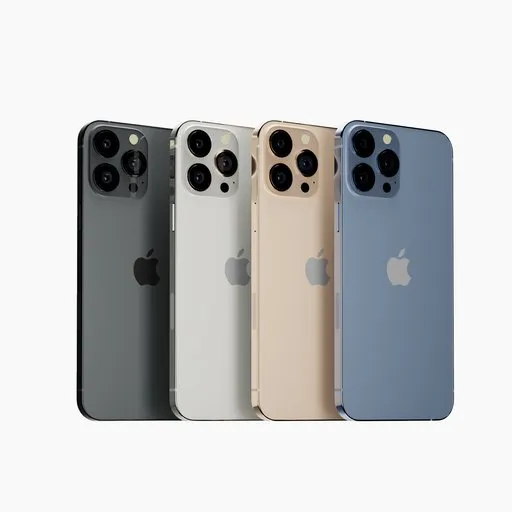 Detailed render of iPhone 13 Pro models in various colors for Blender 3D artists.