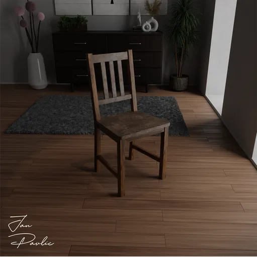 3D rendered wooden chair with ergonomic design, showcasing Scandinavian style and modern simplicity, ideal for Blender projects.
