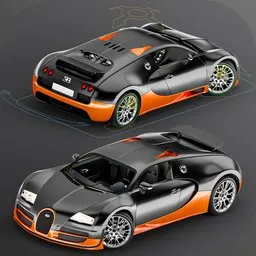 Bugatti Veyron 3D Model - Rigged Car