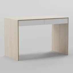 3D-rendered wooden desk with drawer for Blender, ideal for virtual home office setups, easily modifiable.