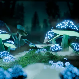 Mushroom in night forest