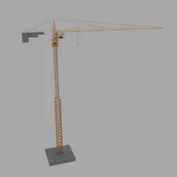 Detailed 3D model of a yellow tower crane for Blender rendering, isolated on a neutral background.