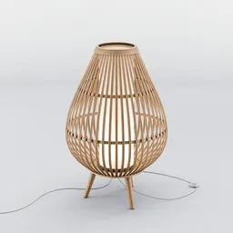 Minimalist Scandinavian-style 3D wooden floor lamp model with natural finish for Blender rendering.