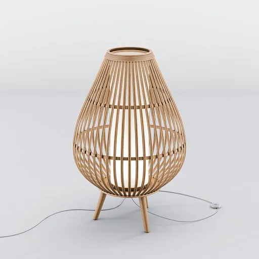 Minimalist Scandinavian-style 3D wooden floor lamp model with natural finish for Blender rendering.