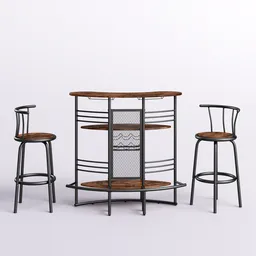 Industrial Bar Table Set with Stools