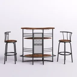 Industrial Bar Table Set with Stools