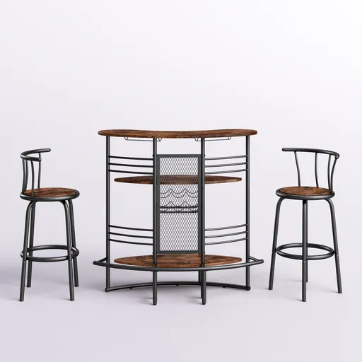 Industrial Bar Table Set with Stools