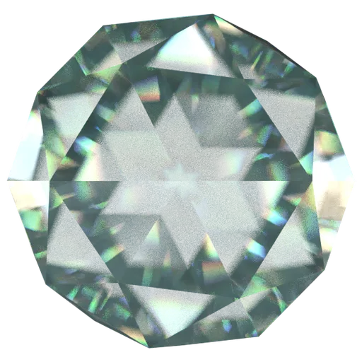 Reflective procedural diamond material for 3D rendering with customizable IOR, color, roughness, and reflection controls.