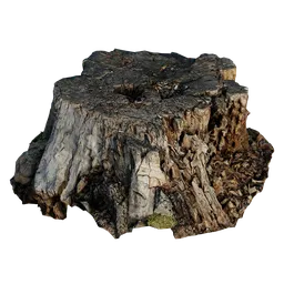 Realistic 3D model of a detailed tree stump for Blender, ideal for forest or natural scenes.