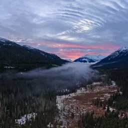 Colorful Sunset Mountain Valley