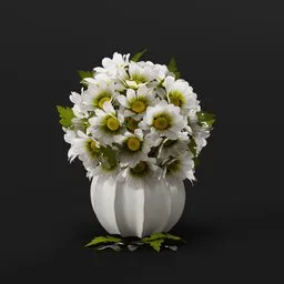 White Daisies in Rounded Ceramic Vase
