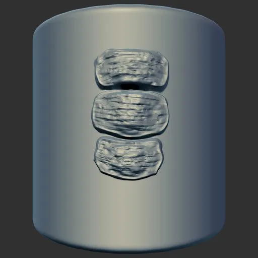 3D dragon sculpting brush imprint for modeling reptilian textures in Blender.
