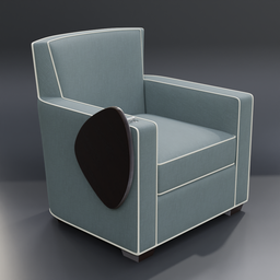 "Beautifully designed Craven Armchair 3D model for Blender 3D, featuring fabric, wood and chrome materials. Includes a tray for a comfortable dining or work experience. Perfect as a furniture addition in any modern space."