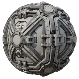 2K PBR Sci-Fi Panel Material for Blender and Substance Designer with intricate tech details.